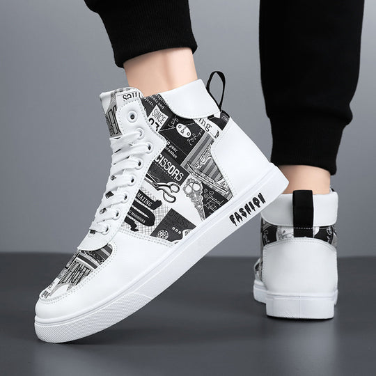 Herren Modische High-Top Sneakers mit einzigartigem Grafikdesign R&B