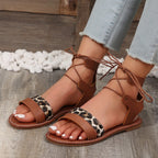 Damen Zehentrenner Sandalen mit elegantem Streifenmuster R&B