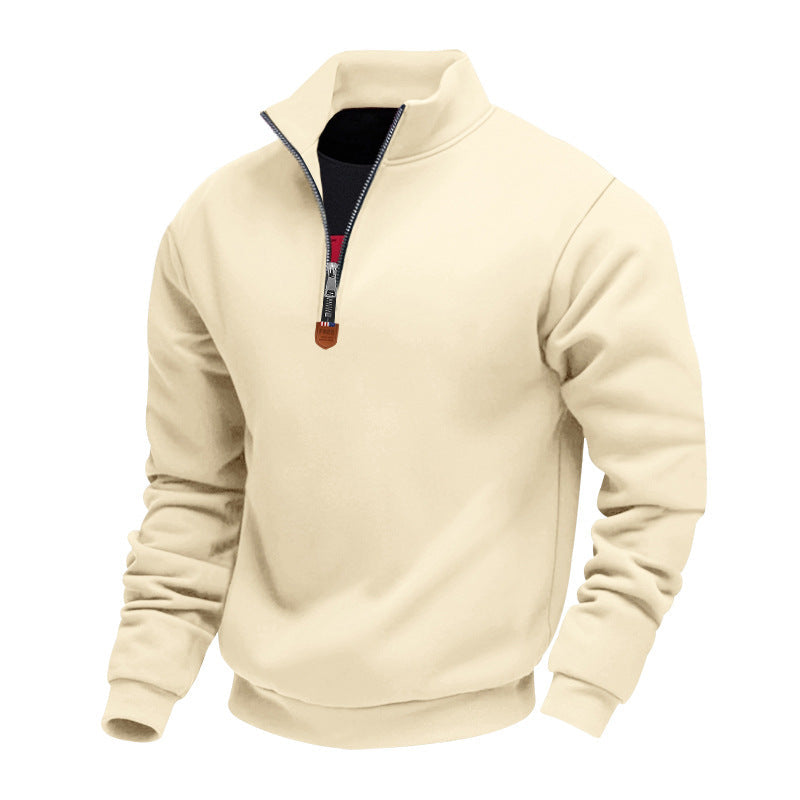 Herren sportlicher Pullover mit halbem Reißverschluss und modischem Stehkragen R&B
