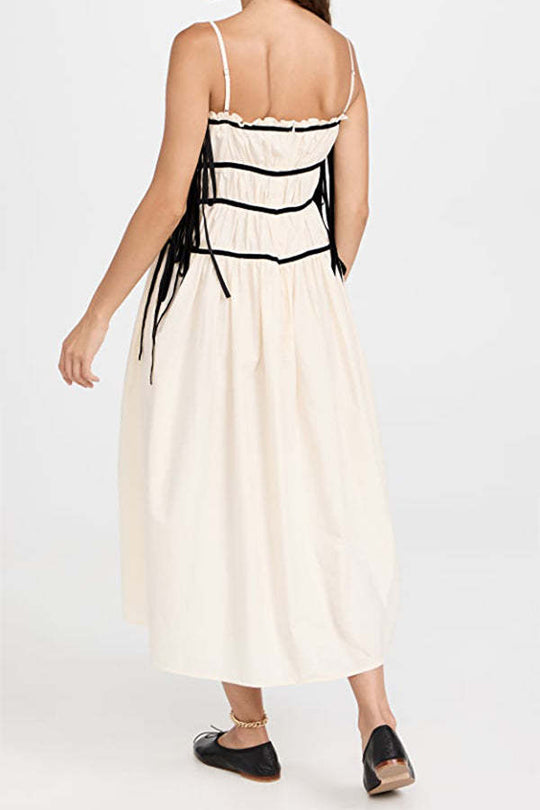 Damen Maxikleid mit verspieltem Rüschendesign und verstellbaren Trägern R&B