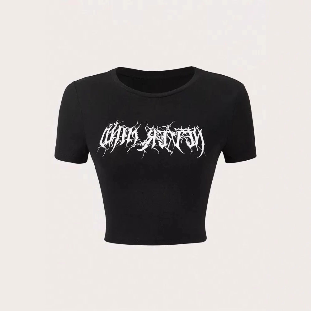 Damen Crop-Pullover mit kreativem Statementdruck R&B