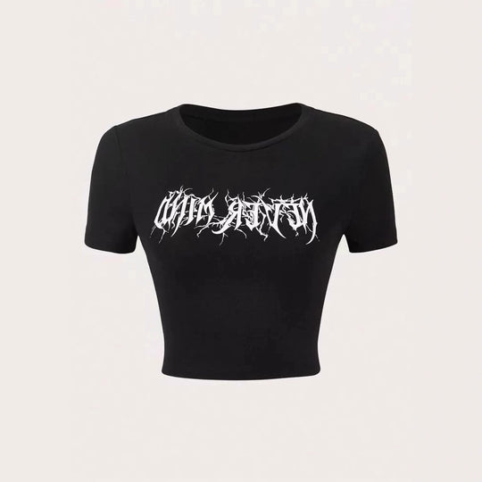 Damen Crop-Pullover mit kreativem Statementdruck R&B