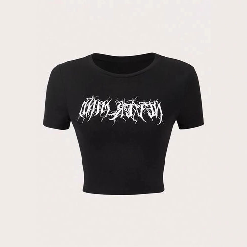 Damen Crop-Pullover mit kreativem Statementdruck R&B