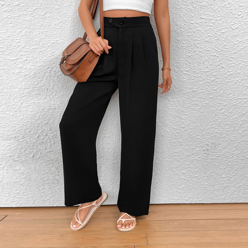 Damen Elegante Stoffhose mit hoher Taille und seitlichen Taschen R&B