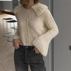 Damen Strickjacke mit weiten Ärmeln und strukturiertem Muster R&B