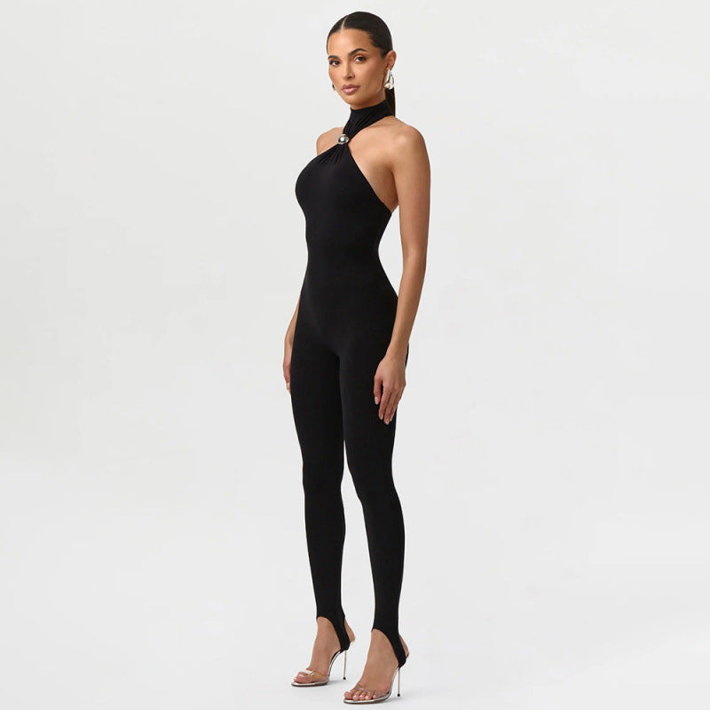 Damen Sportlicher Einteiler mit elegantem Kragen und dezenten Cut-Outs R&B