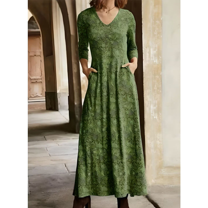 Damen Maxikleid mit dekorativen Mustern und praktischen Taschen R&B