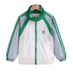 Damen nan sportlicher Retro Windbreaker mit Stehkragen und Raglanärmeln R&B