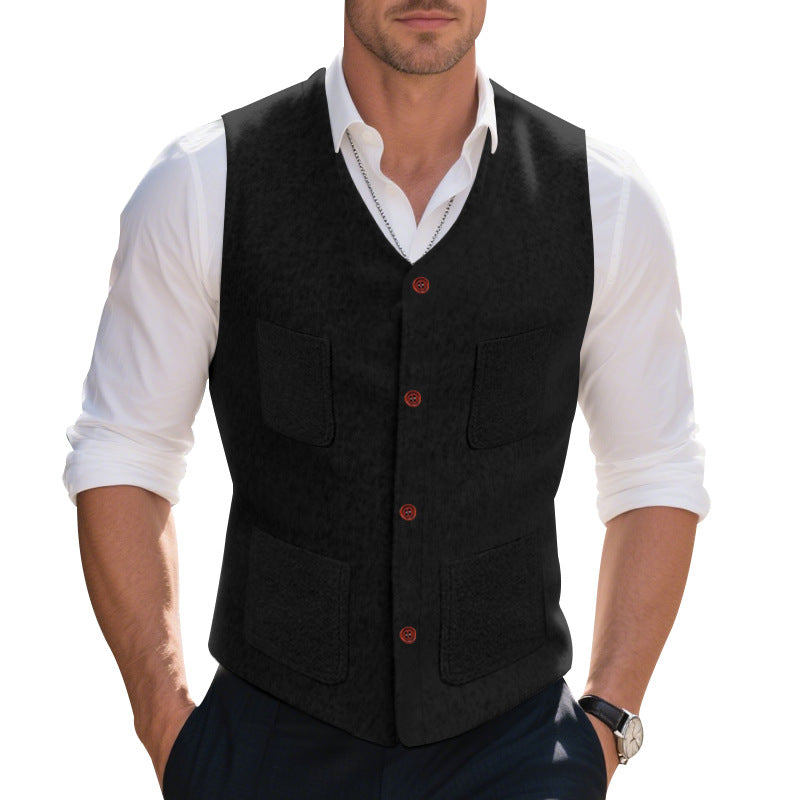Herren elegante Weste mit praktischen Taschen und modischen Knopfdetails R&B