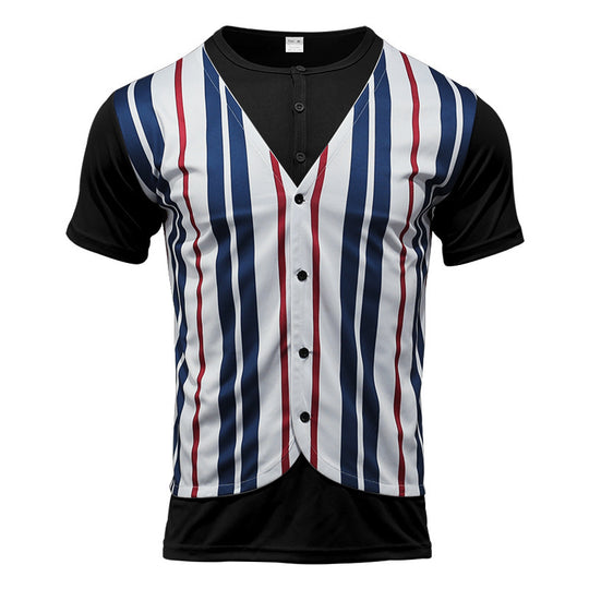 Herren Kurzarm Hemd im Sport-Streifenlook mit Knopfleiste R&B