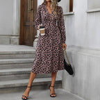 Damen Wickelkleid mit animalischem Print und elegantem V-Ausschnitt R&B