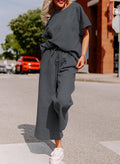 Damen lässiges Jumpsuit-Set aus weichem Material mit elastischem Bund und weit geschnittenen Beinen