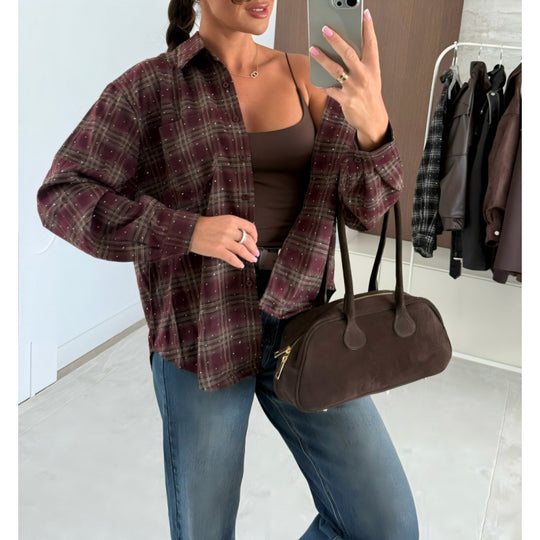 Damen Karierte Oversized-Hemd R&B