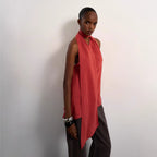 Damen asymmetrisches Wickeloberteil mit elegantem Schal R&B