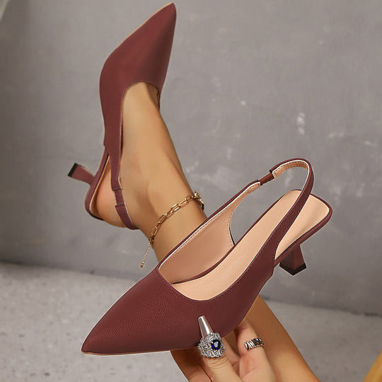 Damen Slingback-Pumps mit elegantem Blockabsatz und spitzem Zehenbereich R&B