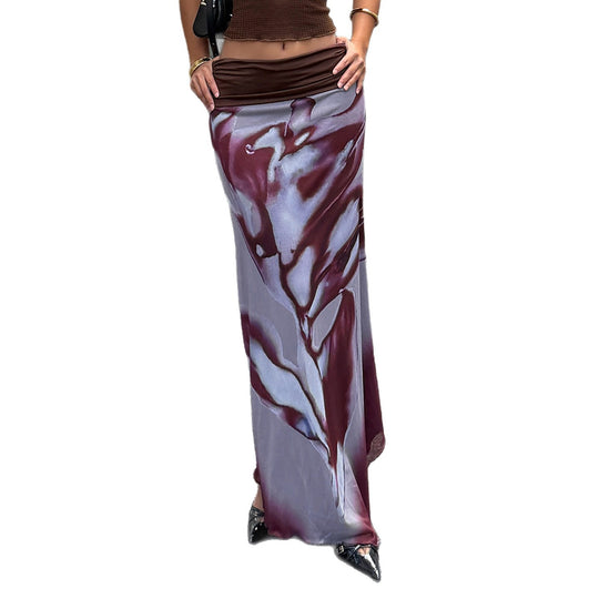 Damen Maxi-Rock mit asymmetrischem Schnitt und floralem Dekor R&B