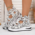 Damen Sportliche Sneaker mit floralem Design und atmungsaktiver Netzstruktur R&B