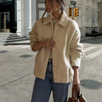Damen gemütliche Oversized-Jacke aus hochwertigem Teddy-Material R&B