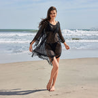 Damen eleganter Häkel-Strandüberwurf mit Fransen R&B