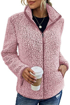 Damen kuschelige Fleecejacke mit hohem Kragen und praktischen Taschen R&B