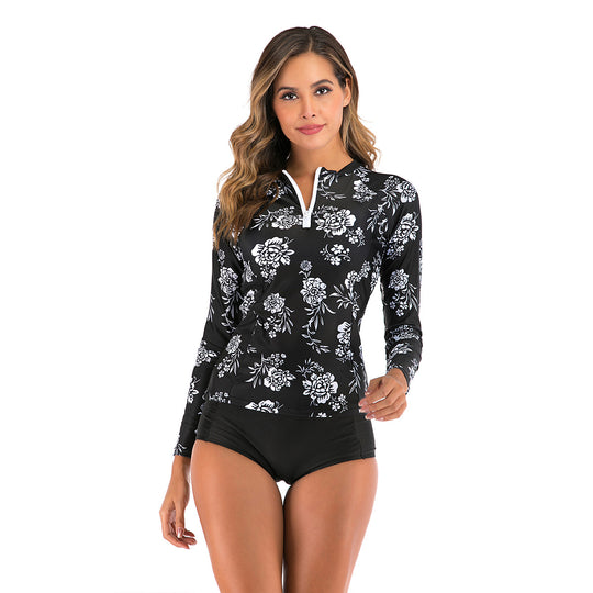 Damen Langarm-Surfuanzug mit floralem Motiv R&B