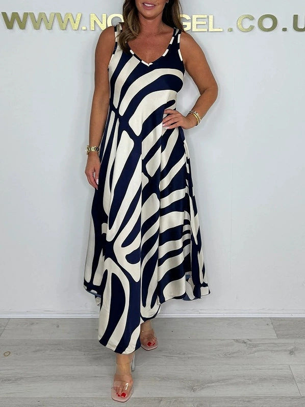 Damen Maxikleid mit modernem Muster und elegantem Schnitt R&B