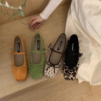 Damen elegante Ballerinas mit floralem Muster und zierlichen Riemen R&B