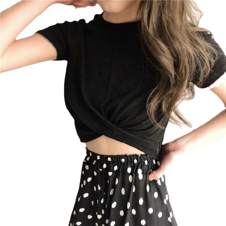 Damen Cropped T-Shirt mit raffiniertem Knoten und elegantem Schnitt