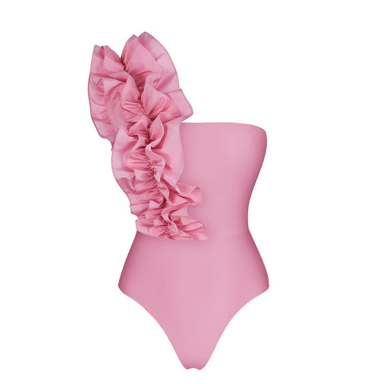 Damen Einseitiger Rüschenschwimmanzug R&B