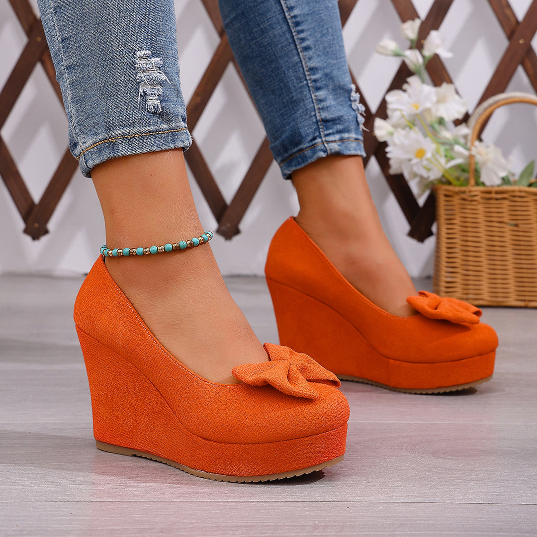 Damen Wedge-Pumps mit dekorativer Schleifen-Applikation und komfortablem Fußbett R&B