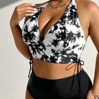 Damen Hochgeschnittener Bikini mit floralem Muster R&B