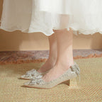 Damen elegante und funkelnde Pumps mit dekorativen Schleifen R&B
