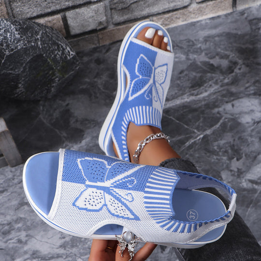 Damen Sportliche Sandalen mit luftigen Einsätzen und dekorativem Schmetterlingsmuster R&B