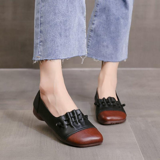 Damen Ballerinas mit modischem Leder-Design und Komfortsohle R&B