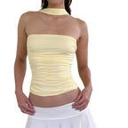 Damen figurbetontes Oberteil mit Choker und Raffung R&B