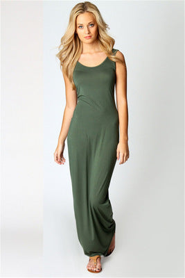 Damen Elegantes, figurbetontes Maxikleid mit tiefem Rundhalsausschnitt R&B