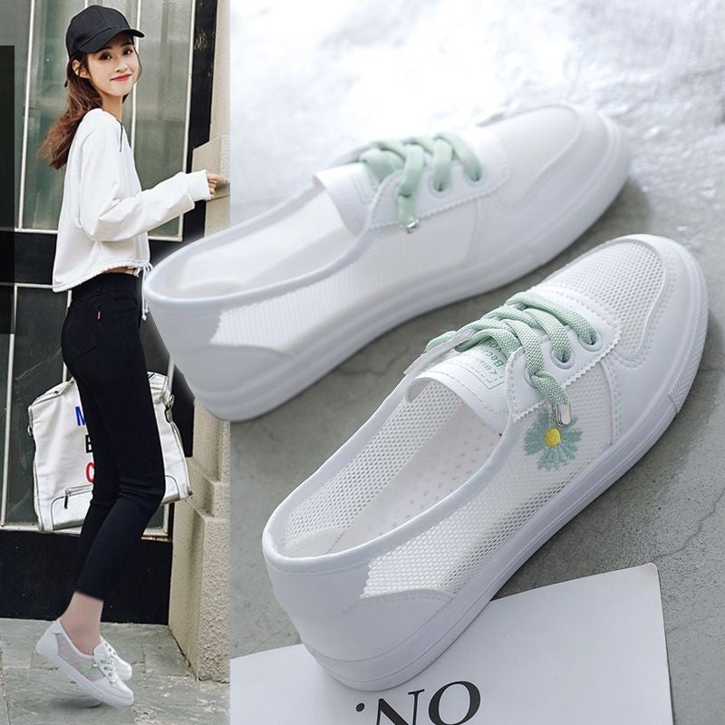 Damen Sportliche Sneakers mit atmungsaktiver Mesh-Oberfläche und floralem Detail