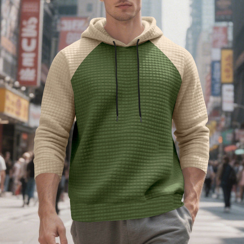 Herren nan gesteppter Kapuzenpullover mit Raglanärmeln und Kordelzug R&B