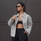 Damen Lässige Oversized-Jacke mit praktischen Taschen und elegantem Kragen R&B