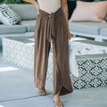 Damen elegante Palazzo-Hose mit stylichem Bindegürtel und hohem Bund R&B