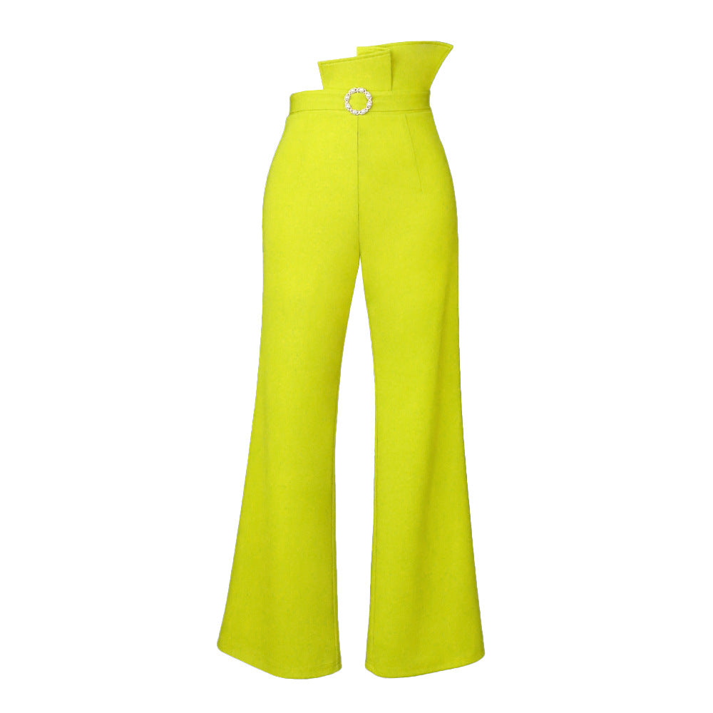 Damen High-Waist Palazzo-Hose mit eleganter Schnalle R&B