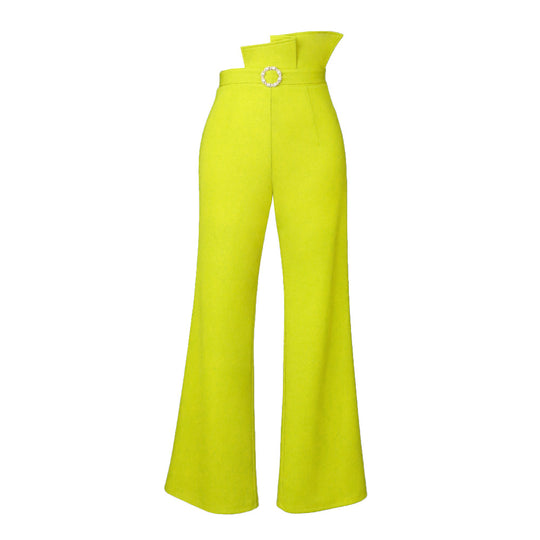 Damen High-Waist Palazzo-Hose mit eleganter Schnalle R&B
