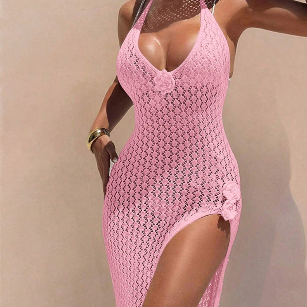 Damen Häkel-Streifen Strandkleid R&B