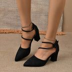 Damen elegante Sling-Pumps mit modischem Schnallenakzent und komfortablem Blockabsatz R&B