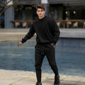 Herren lässiger Strickpullover und Jogginghose mit elastischem Bund R&B