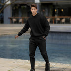 Herren lässiger Strickpullover und Jogginghose mit elastischem Bund R&B