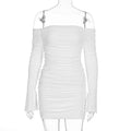 Damen Off-Shoulder Minikleid mit Rüschendetails und figurbetontem Schnitt R&B