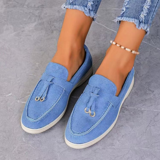 Damen Mokassins mit modischer Naht und stylischer Schnallenapplikation R&B