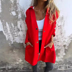 Damen nan Kapuzenmantel mit Druckknopfleiste und geradem Oversize-Schnitt R&B