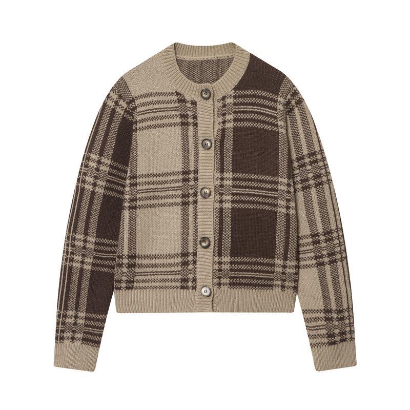 Damen gemütliche Karoknitted Cardigan R&B